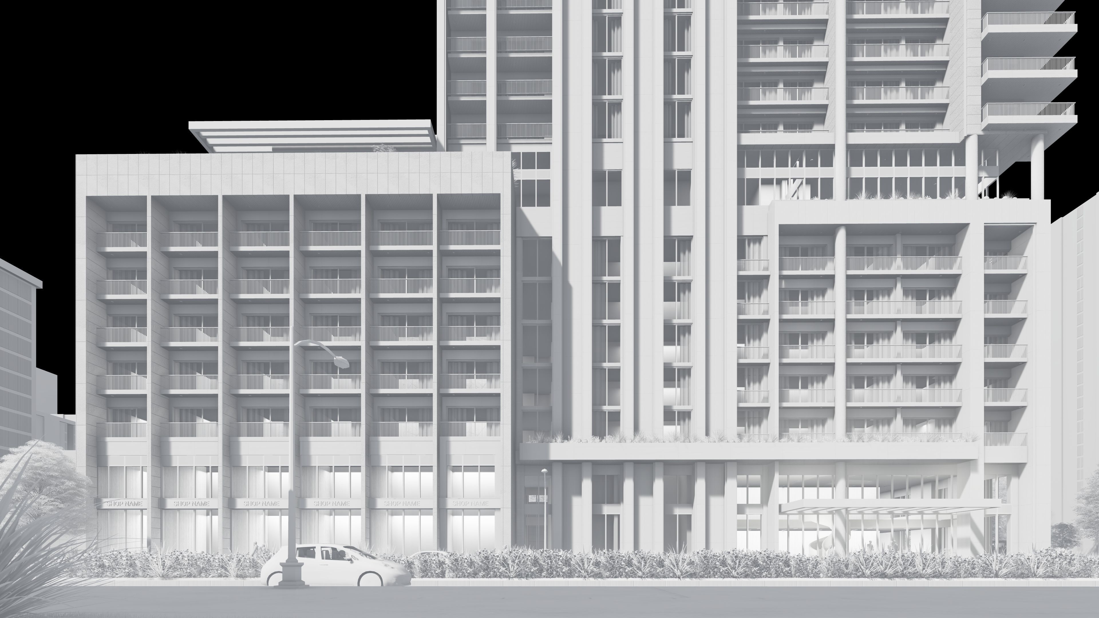 Residential high rise building 3D model 3D model_26