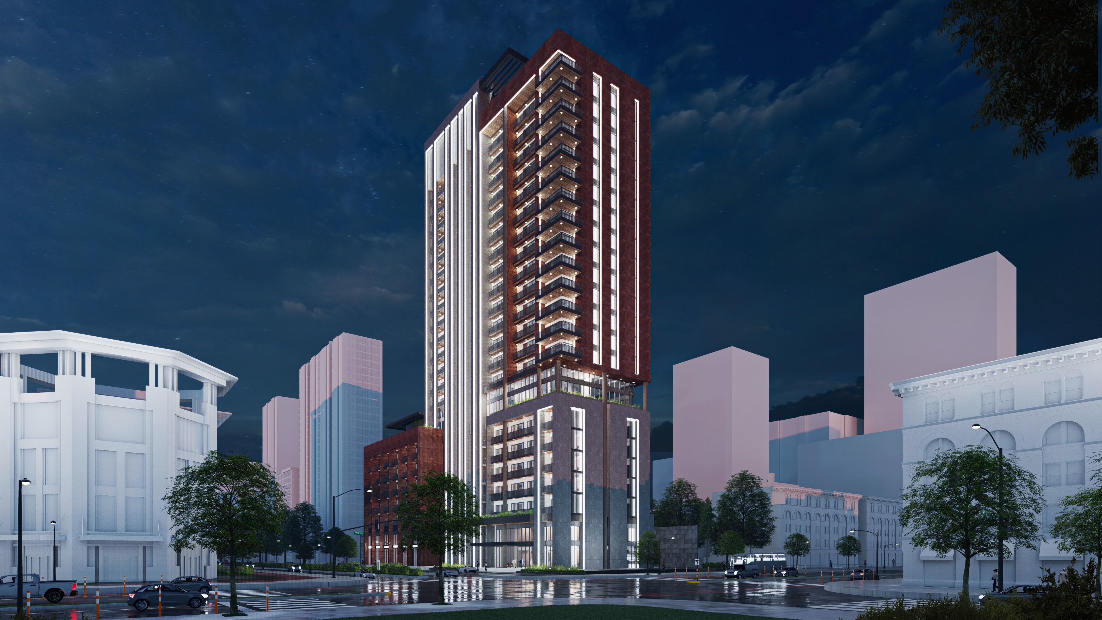 Residential high rise building 3D model 3D model_6