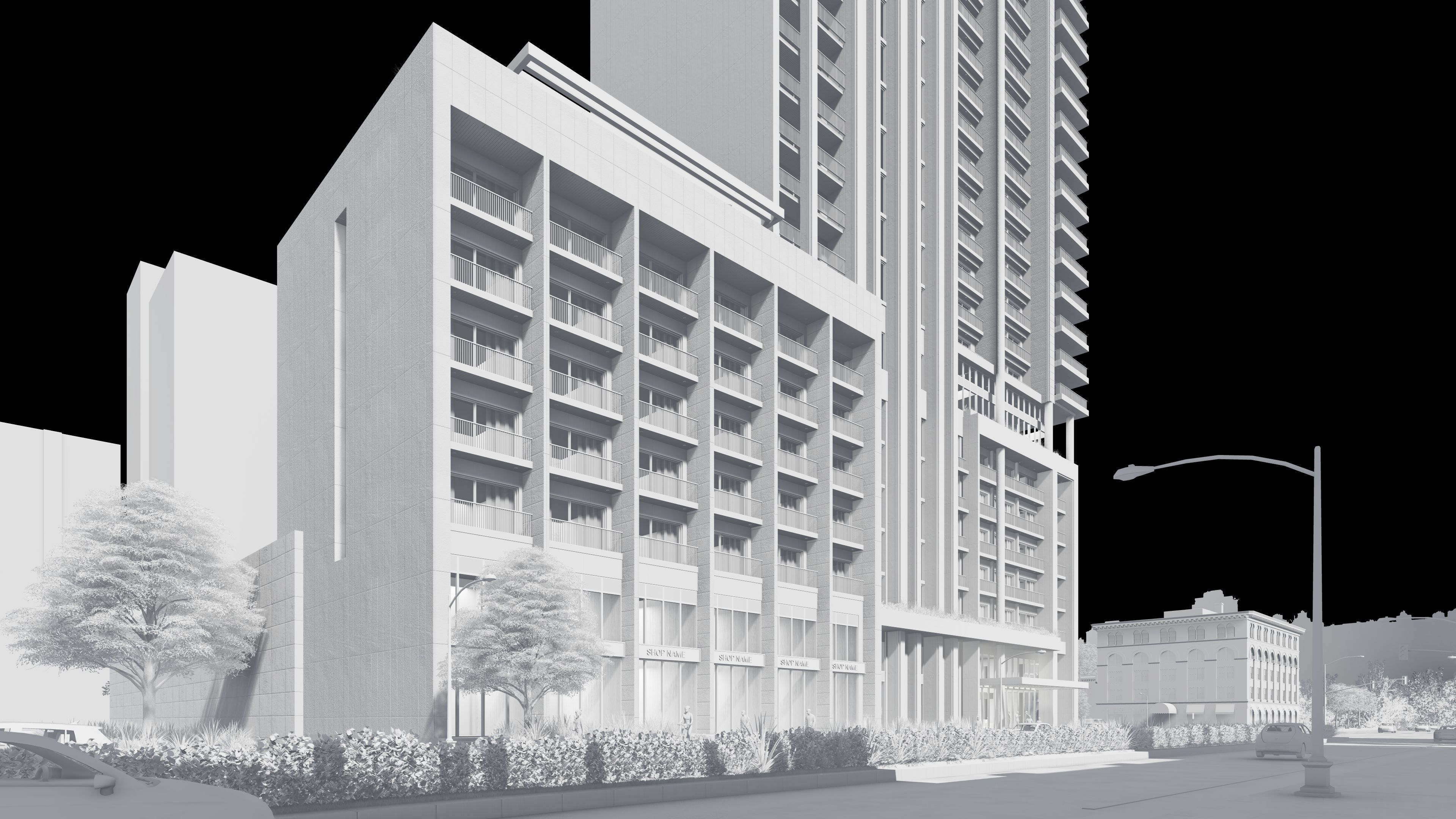 Residential high rise building 3D model 3D model_24