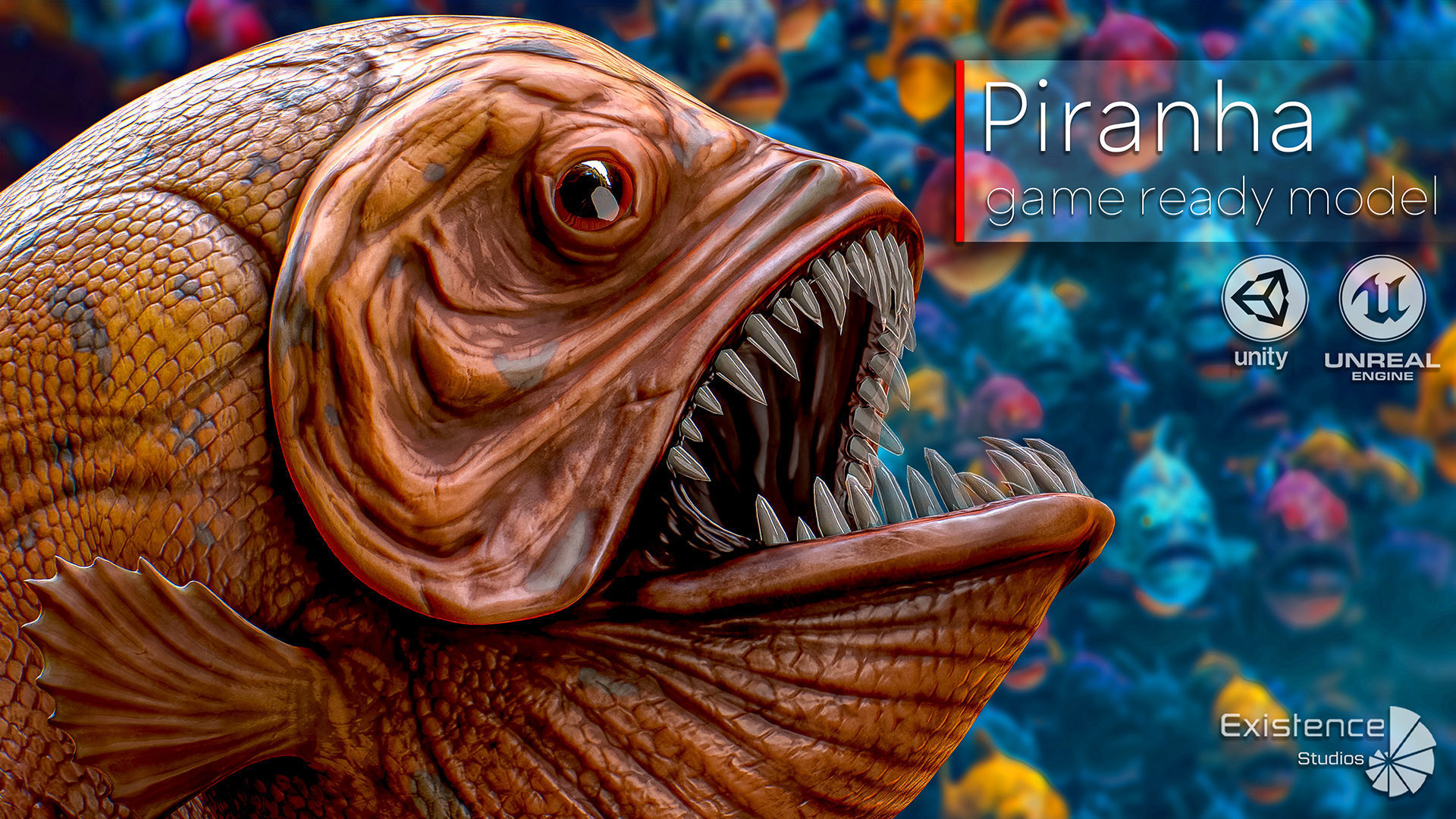 The Piranha Fish - Ocean predator - Pirana 3d model - 10 Low-poly 3D model_4
