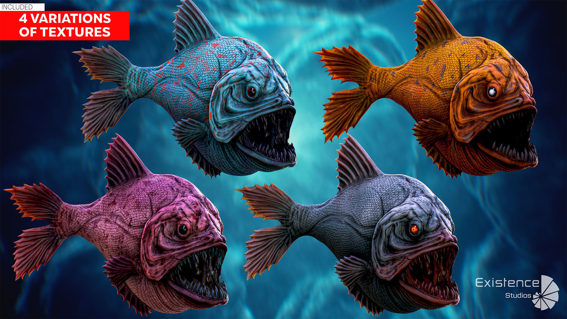 The Piranha Fish - Ocean predator - Pirana 3d model - 10 Low-poly 3D model_8