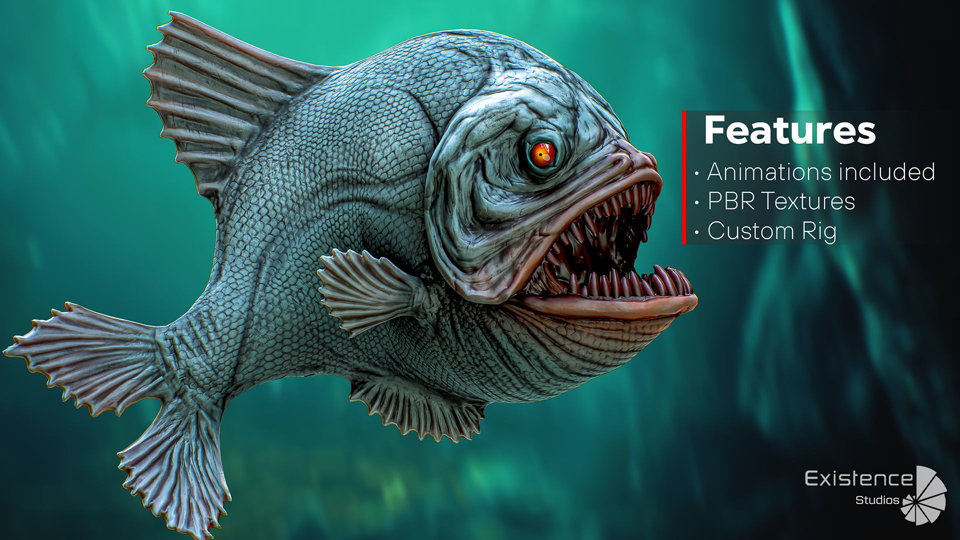 The Piranha Fish - Ocean predator - Pirana 3d model - 10 Low-poly 3D model_5