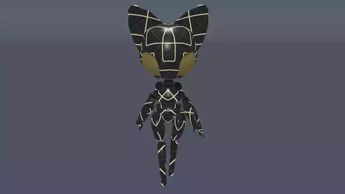 Sci-Fi Futuristic Cat Robot Model Rigged Animated  Low-poly 3D model