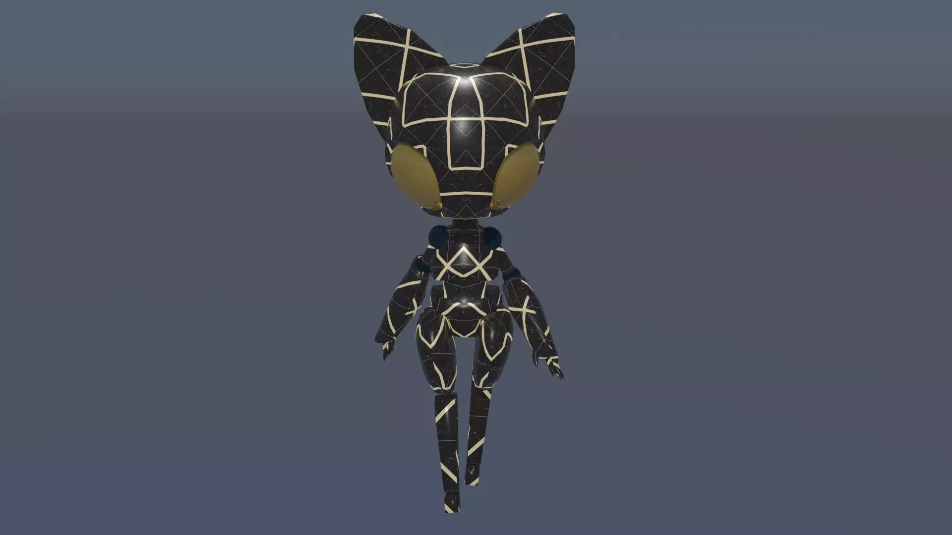 Sci-Fi Futuristic Cat Robot Model Rigged Animated Low-poly 3D model_0