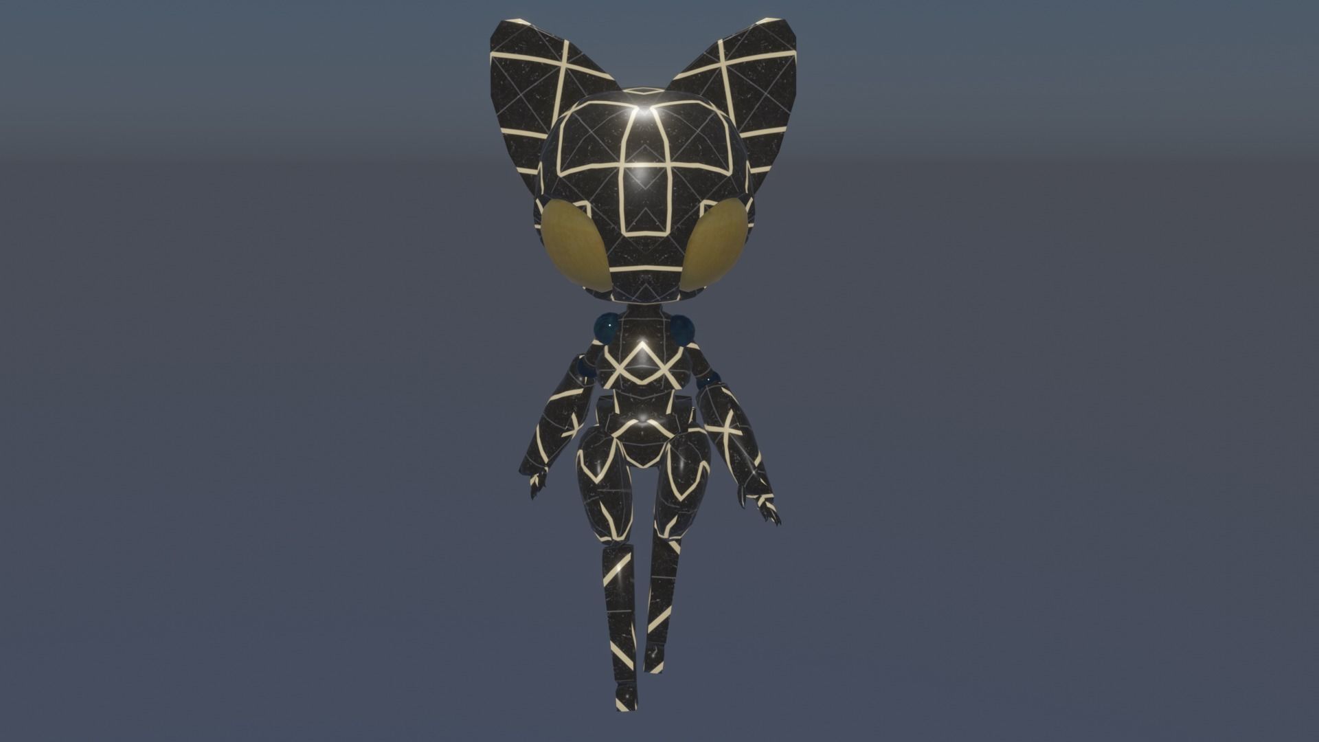 Sci-Fi Futuristic Cat Robot Model Rigged Animated Low-poly 3D model_6