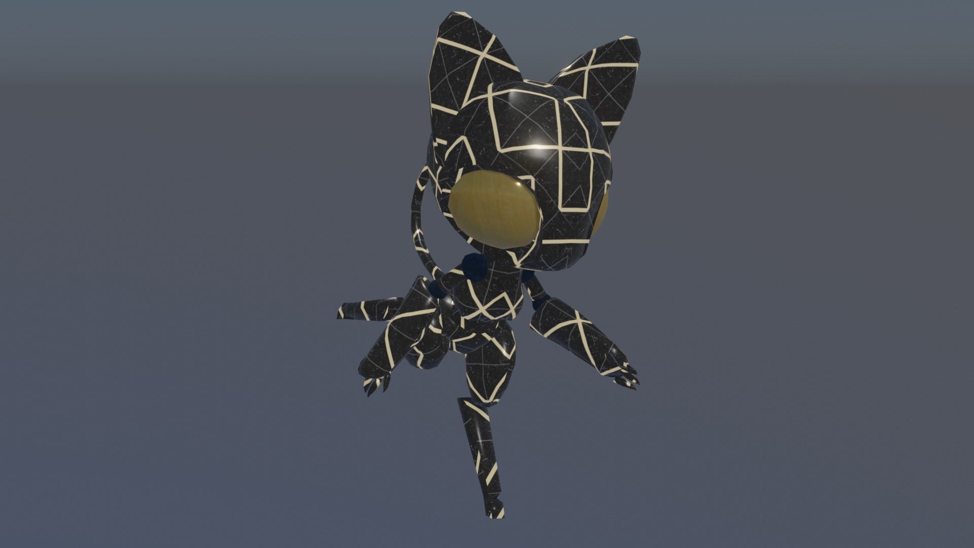 Sci-Fi Futuristic Cat Robot Model Rigged Animated Low-poly 3D model_5