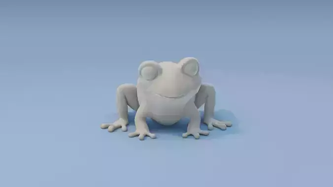 Cartoon Frog Animated and Rigged Base Mesh 3D Model Low-poly 3D model
