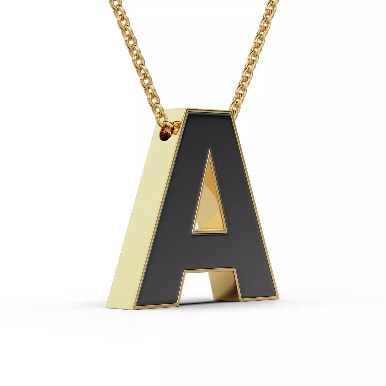 Pendant-Necklace Enamel The letter A 3D print model
