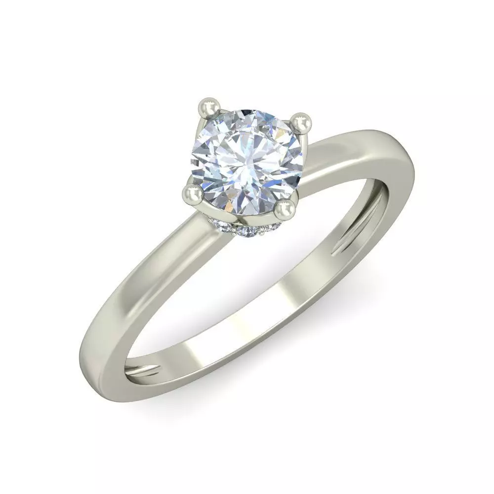 Light Weight White Gold Diamond Ring -VJR36 3D print model
