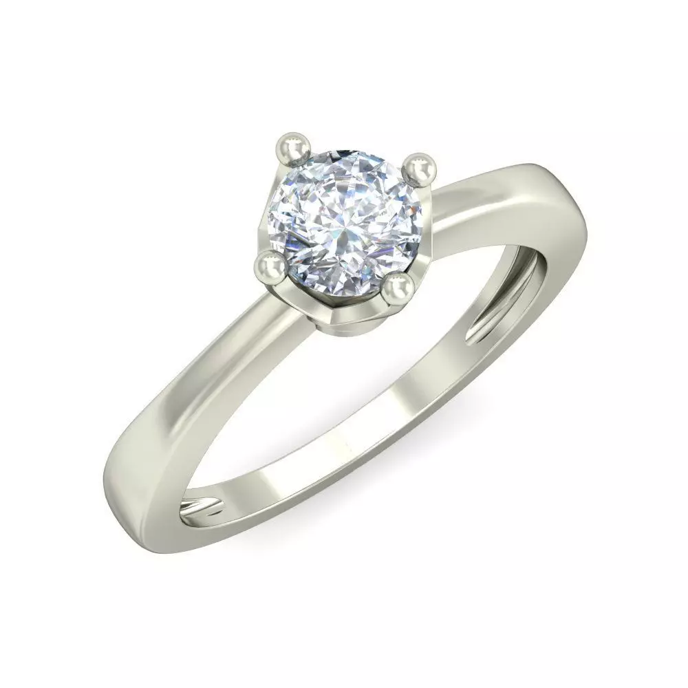 Solitaire Engagement white gold diamond ring-VJR38 3D print model