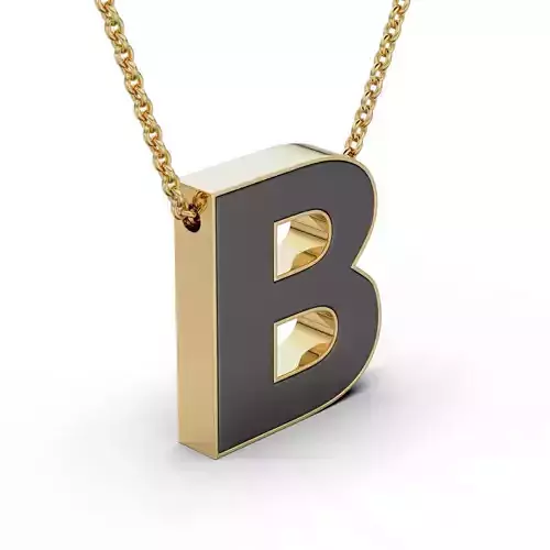 Pendant-Necklace Enamel The letter B