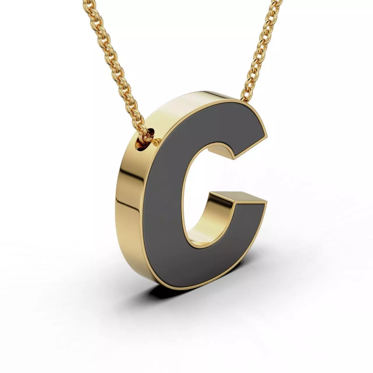 Pendant-Necklace Enamel The letter C 3D print model