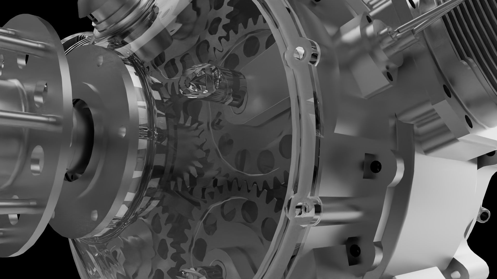 Five-cylinder radial engine 3D model_1