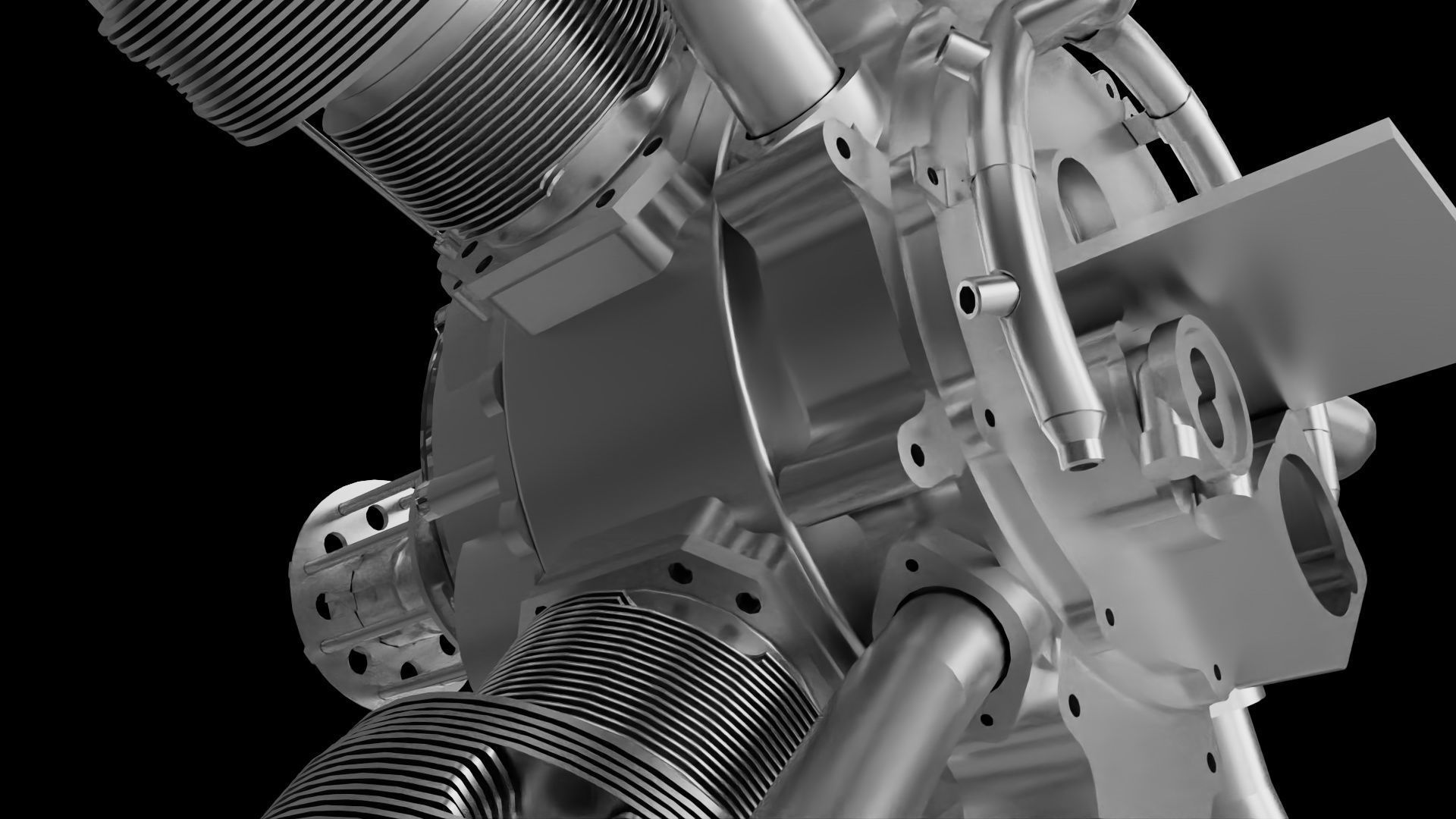 Five-cylinder radial engine 3D model_3