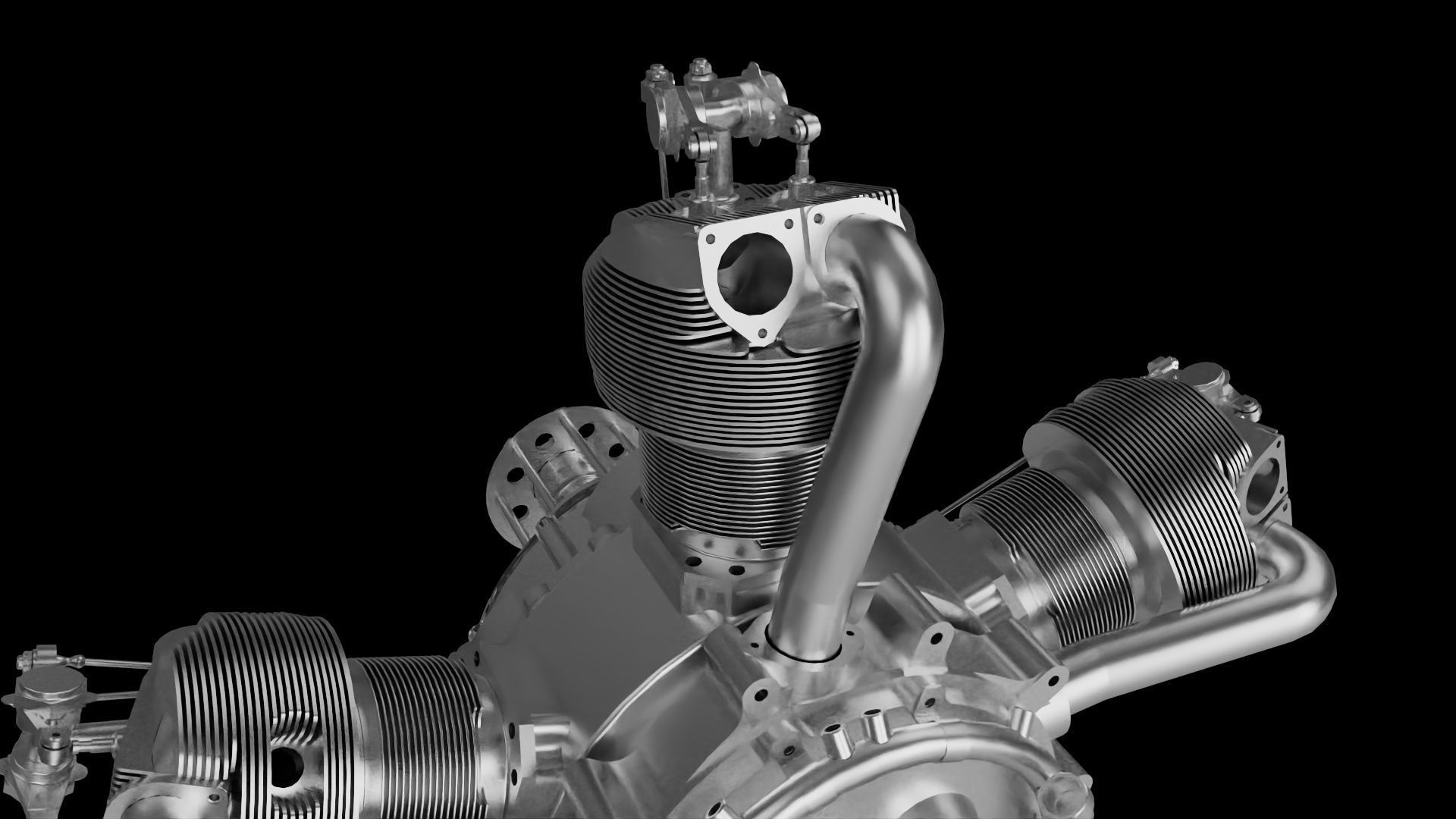 Five-cylinder radial engine 3D model_5