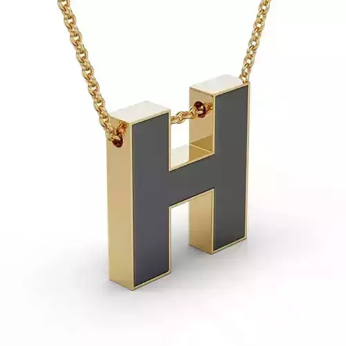 Pendant-Necklace Enamel The letter H