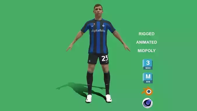 3D Rigged Nicolo Barella Inter Milan 2023