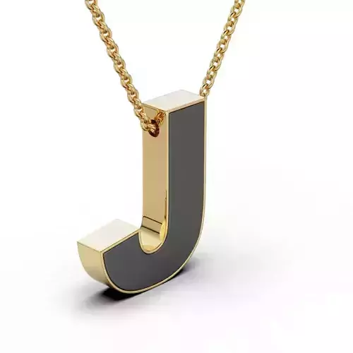Pendant-Necklace Enamel The letter J