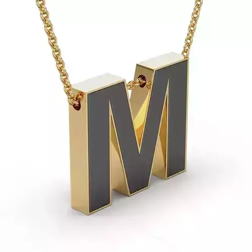 Pendant-Necklace Enamel The letter M