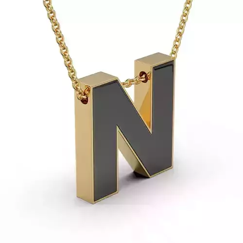 Pendant-Necklace Enamel The letter N