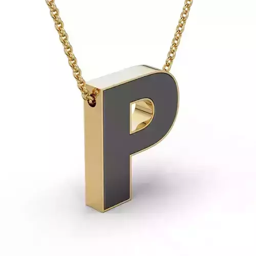 Pendant-Necklace Enamel The letter P 3D print model