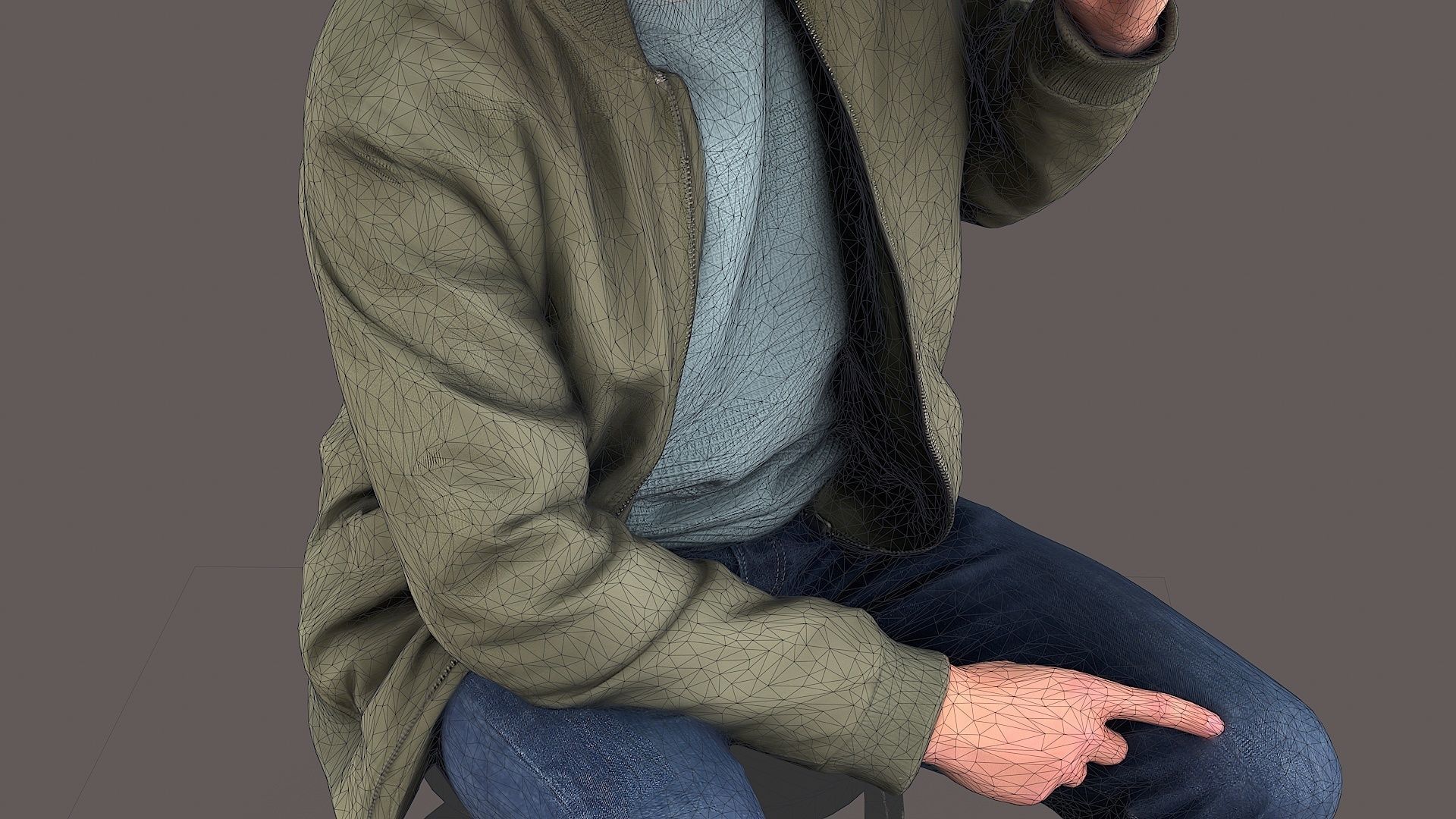 Urban Whisper Listener Sitting Man 3D model_10