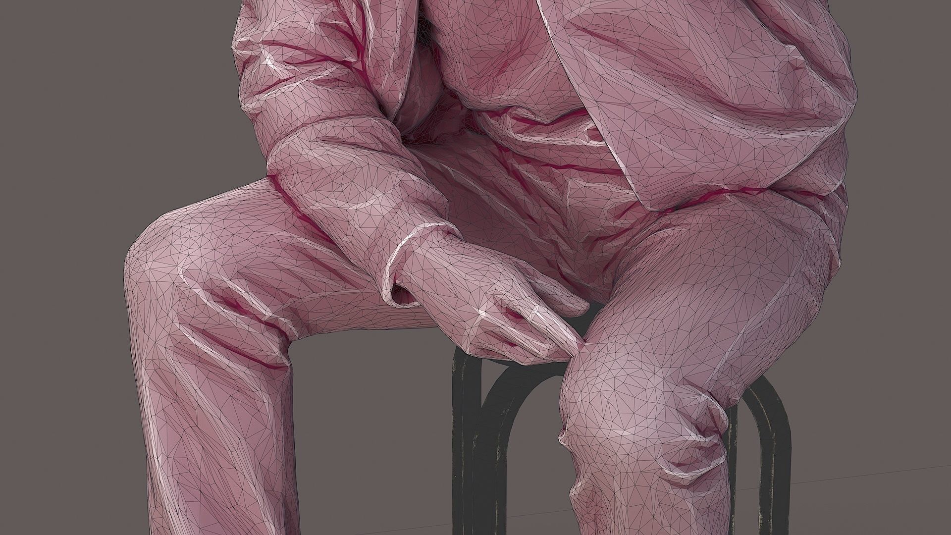 Urban Whisper Listener Sitting Man 3D model_13
