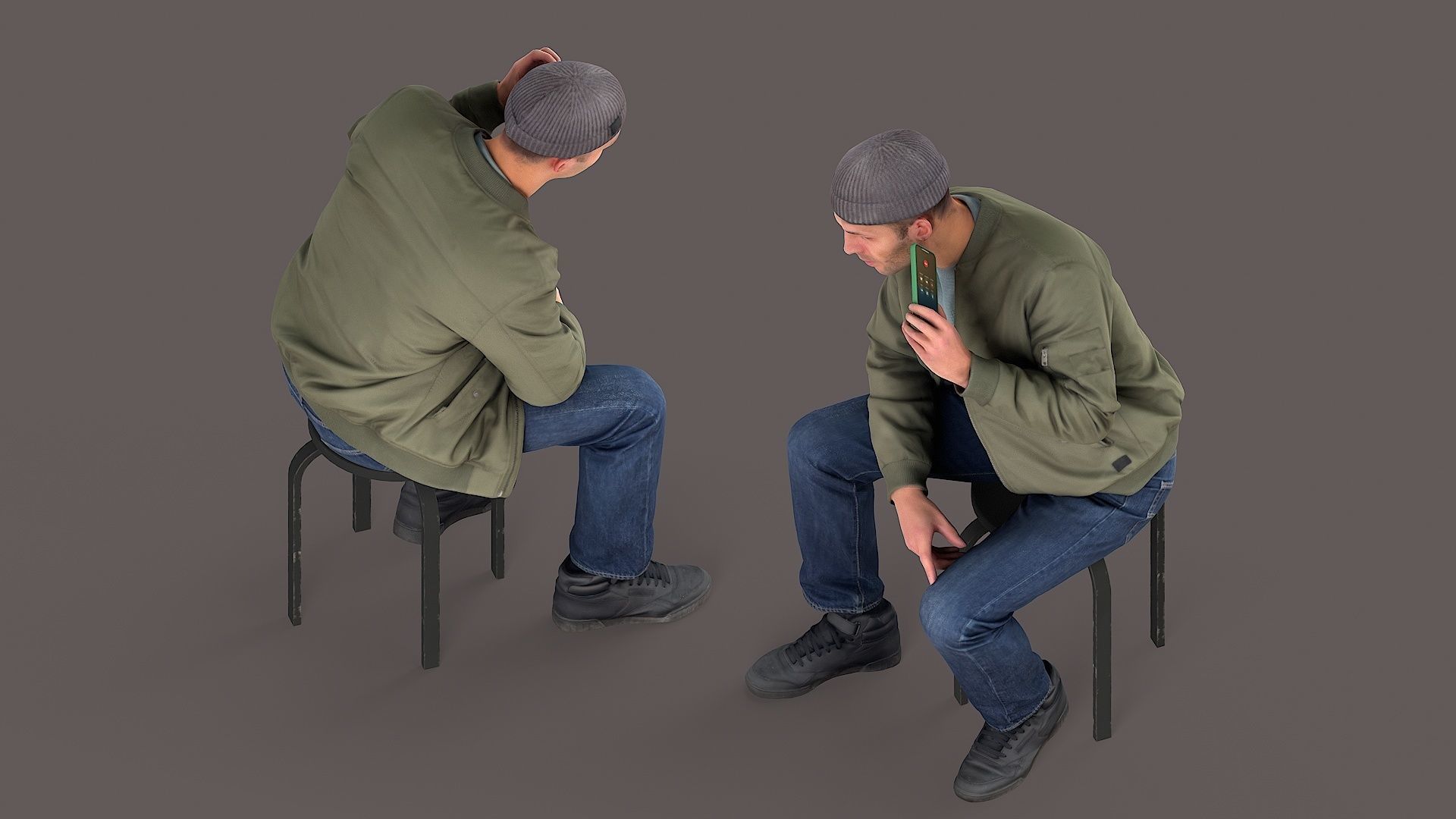 Urban Whisper Listener Sitting Man 3D model_4