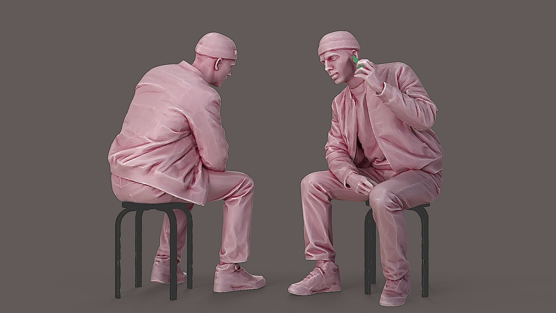 Urban Whisper Listener Sitting Man 3D model_2