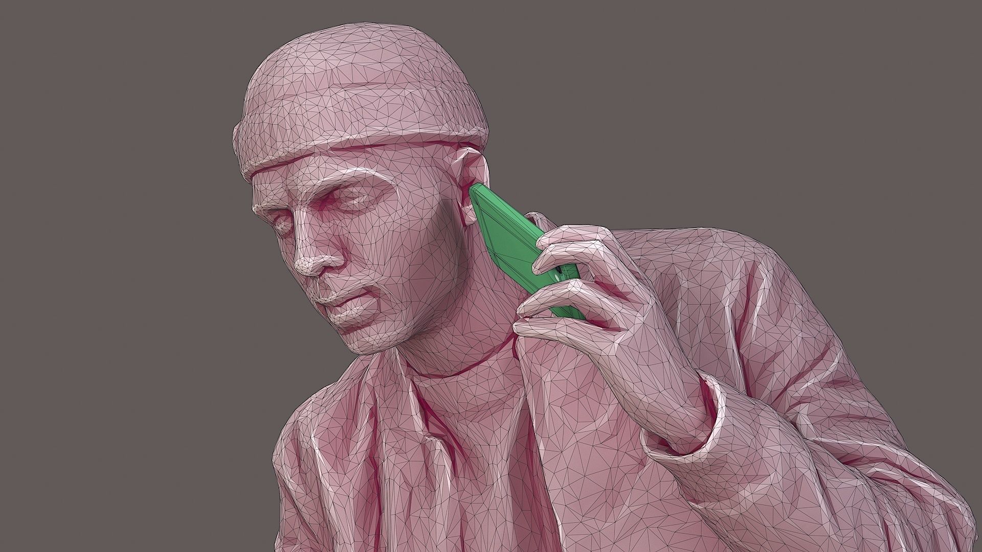 Urban Whisper Listener Sitting Man 3D model_9