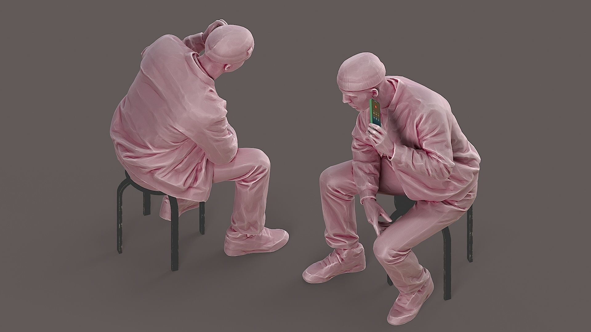 Urban Whisper Listener Sitting Man 3D model_6
