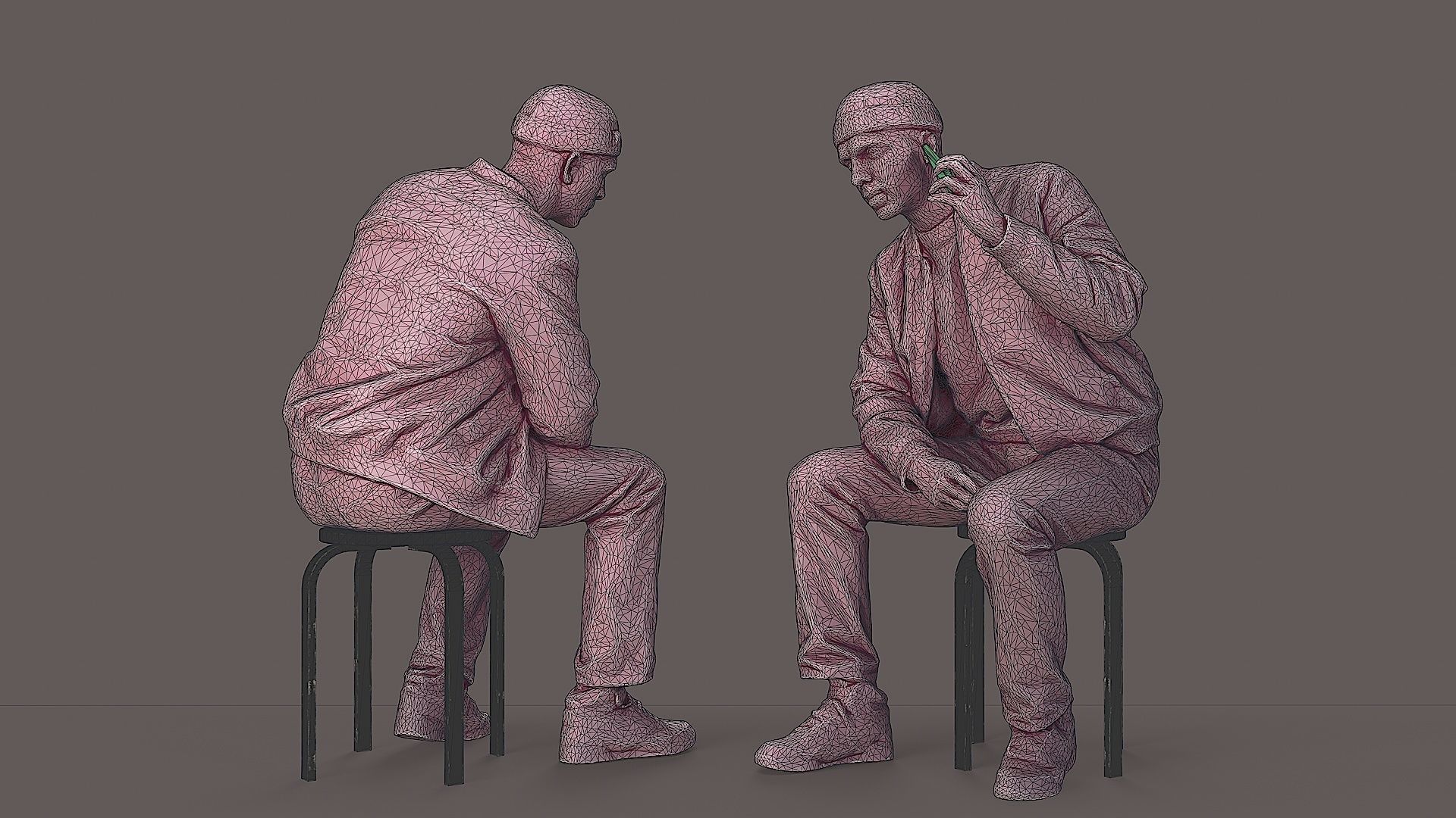 Urban Whisper Listener Sitting Man 3D model_3