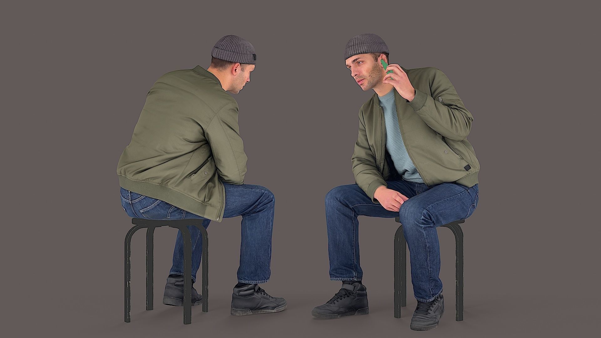 Urban Whisper Listener Sitting Man 3D model_1