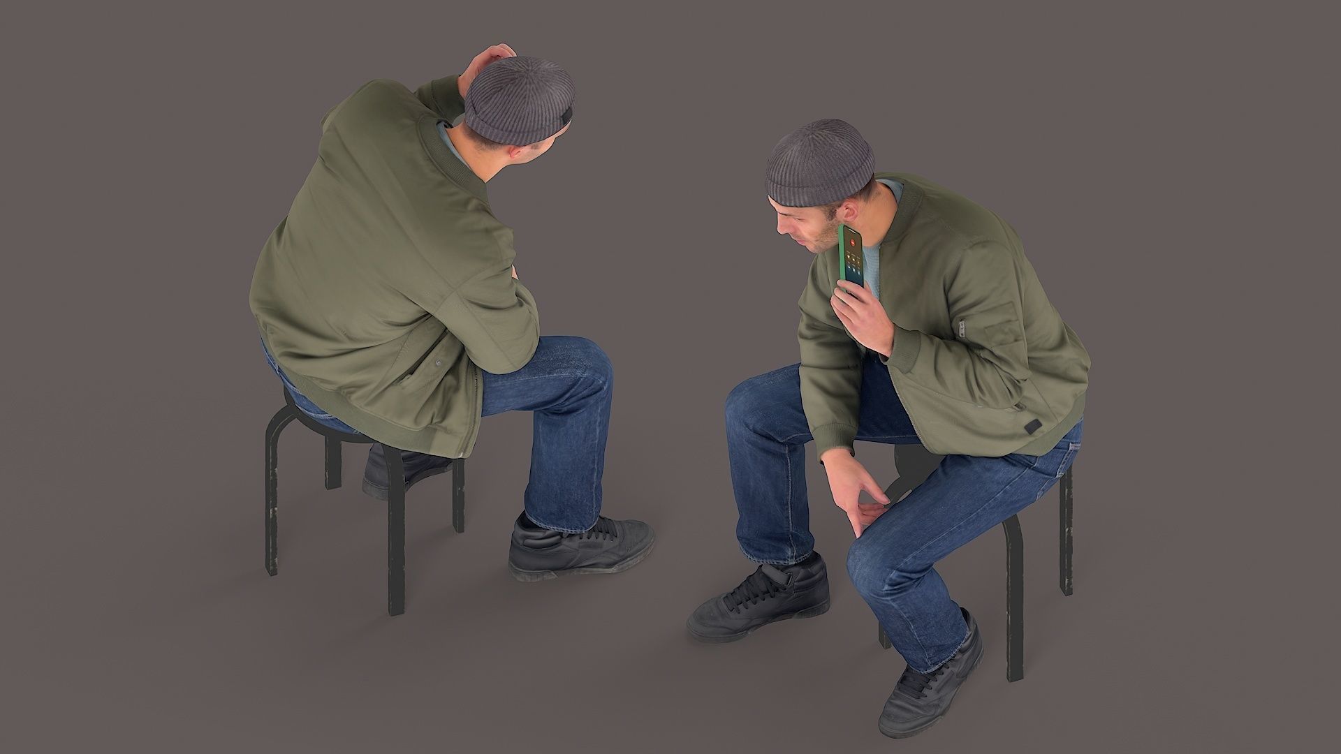 Urban Whisper Listener Sitting Man 3D model_5