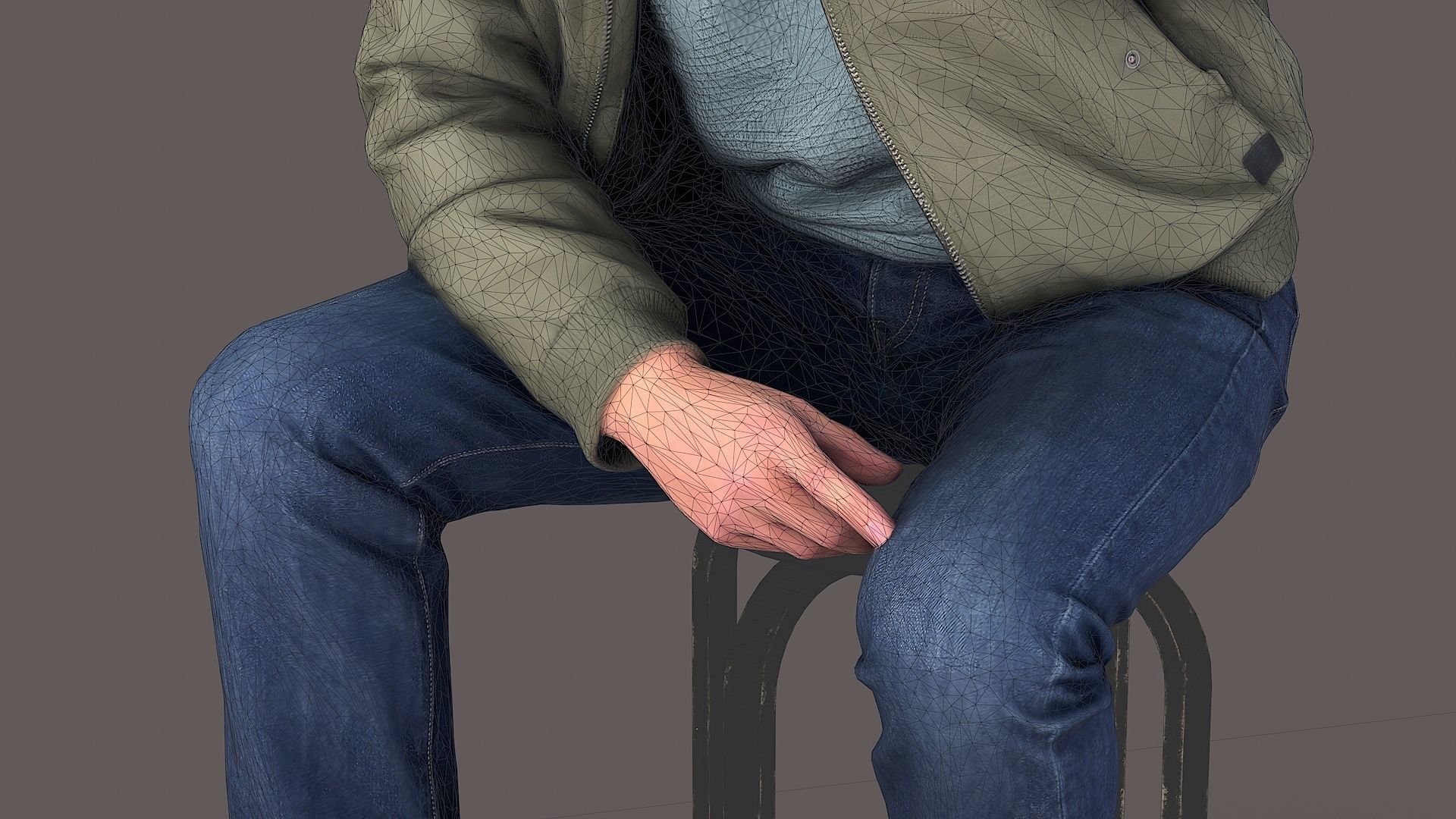 Urban Whisper Listener Sitting Man 3D model_12