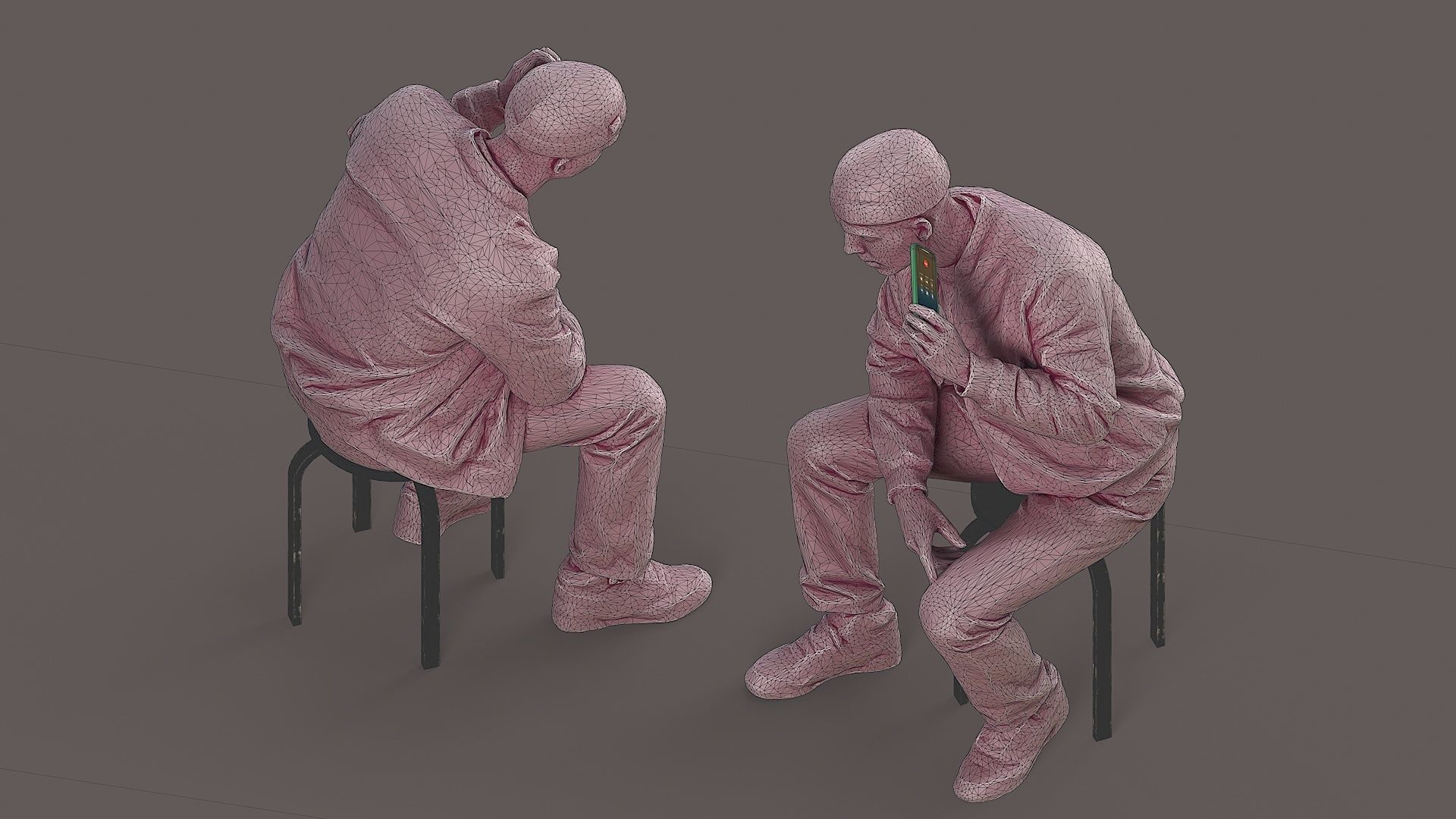 Urban Whisper Listener Sitting Man 3D model_7