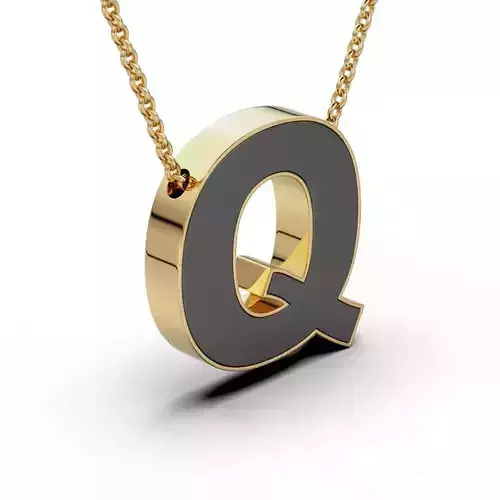 Pendant-Necklace Enamel The letter Q