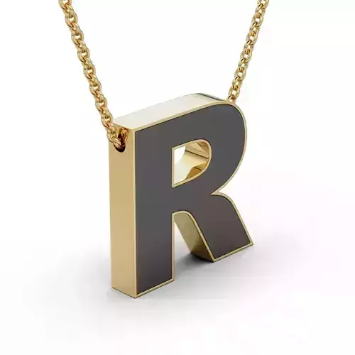 Pendant-Necklace Enamel The letter R
