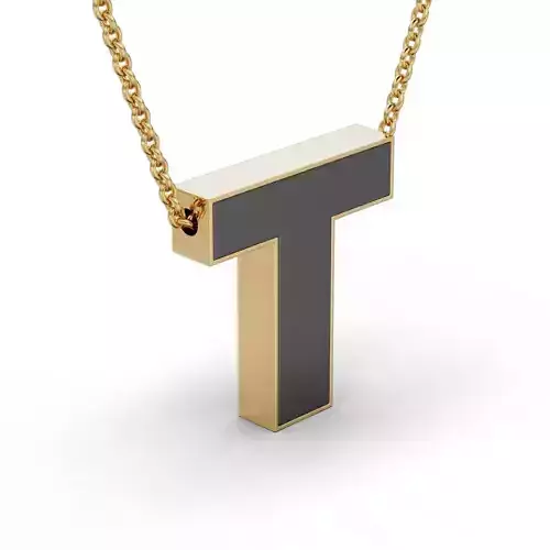Pendant-Necklace Enamel The letter T