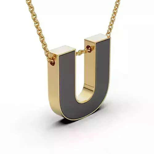 Pendant-Necklace Enamel The letter U