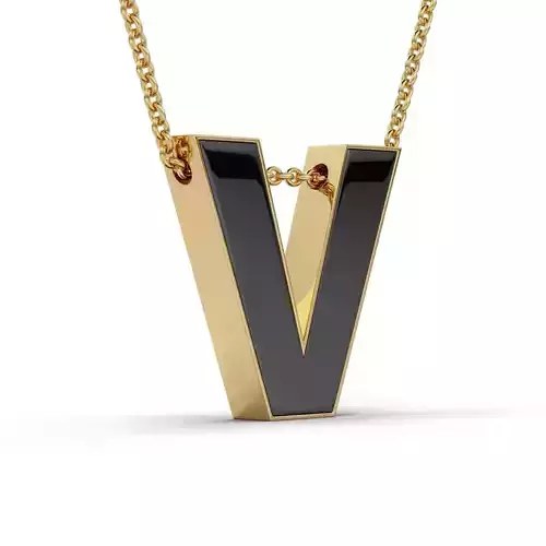 Pendant-Necklace Enamel The letter V