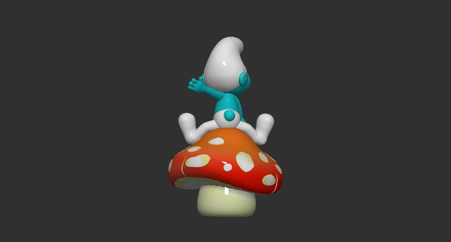 Pitufo sentado en seta 3D print model_2