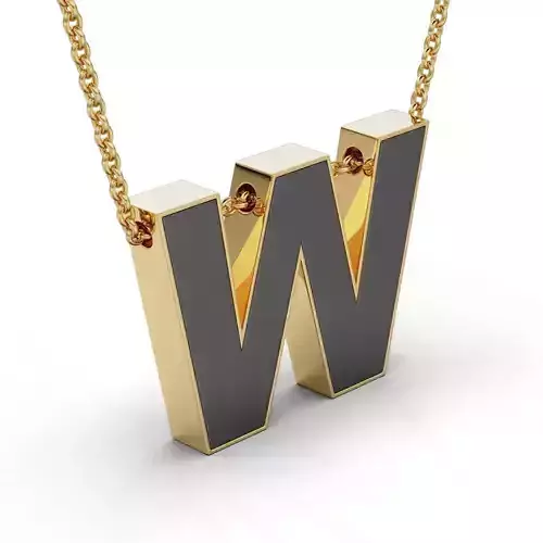 Pendant-Necklace Enamel The letter W
