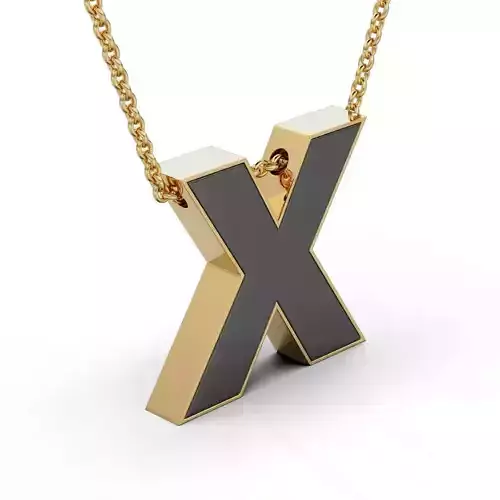 Pendant-Necklace Enamel The letter X