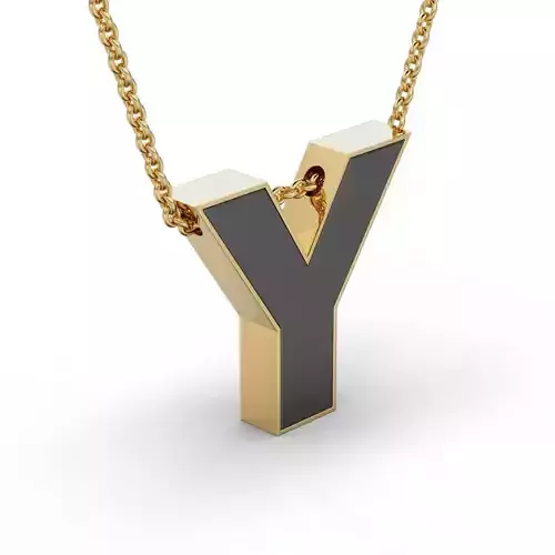 Pendant-Necklace Enamel The letter Y