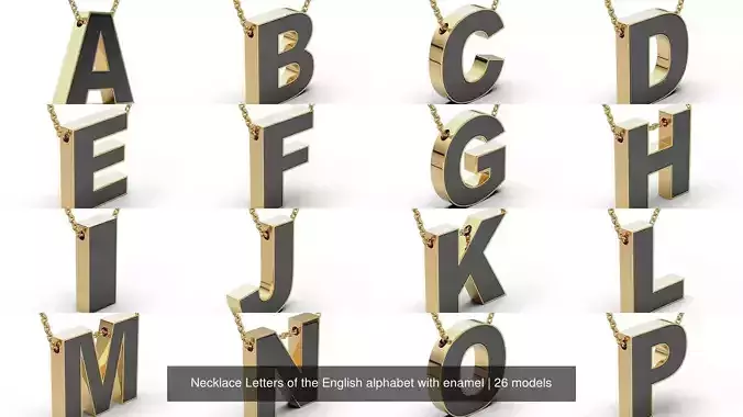 Necklace Letters of the English alphabet with enamel