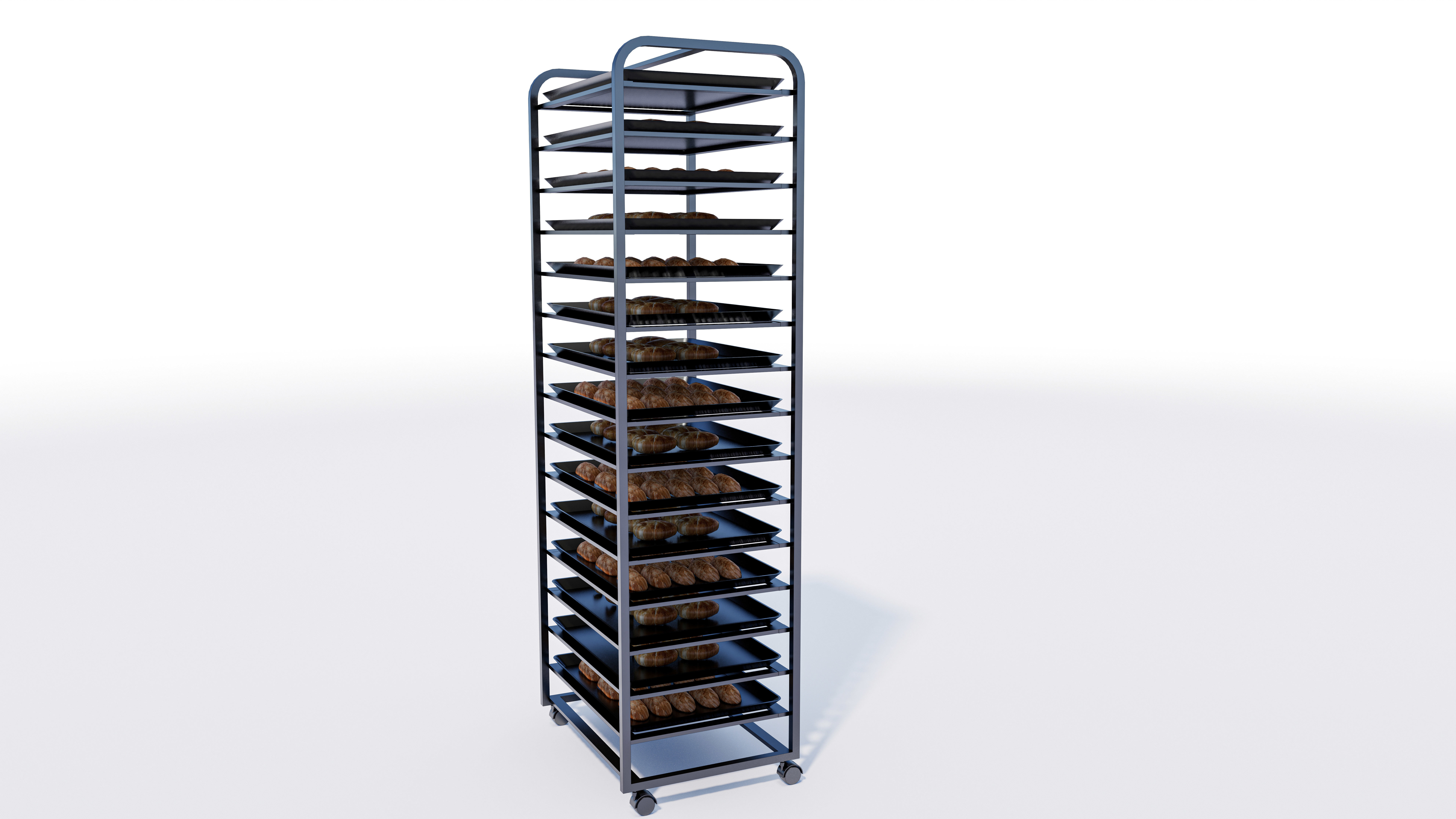 Bakery tray trolly 3D model_2