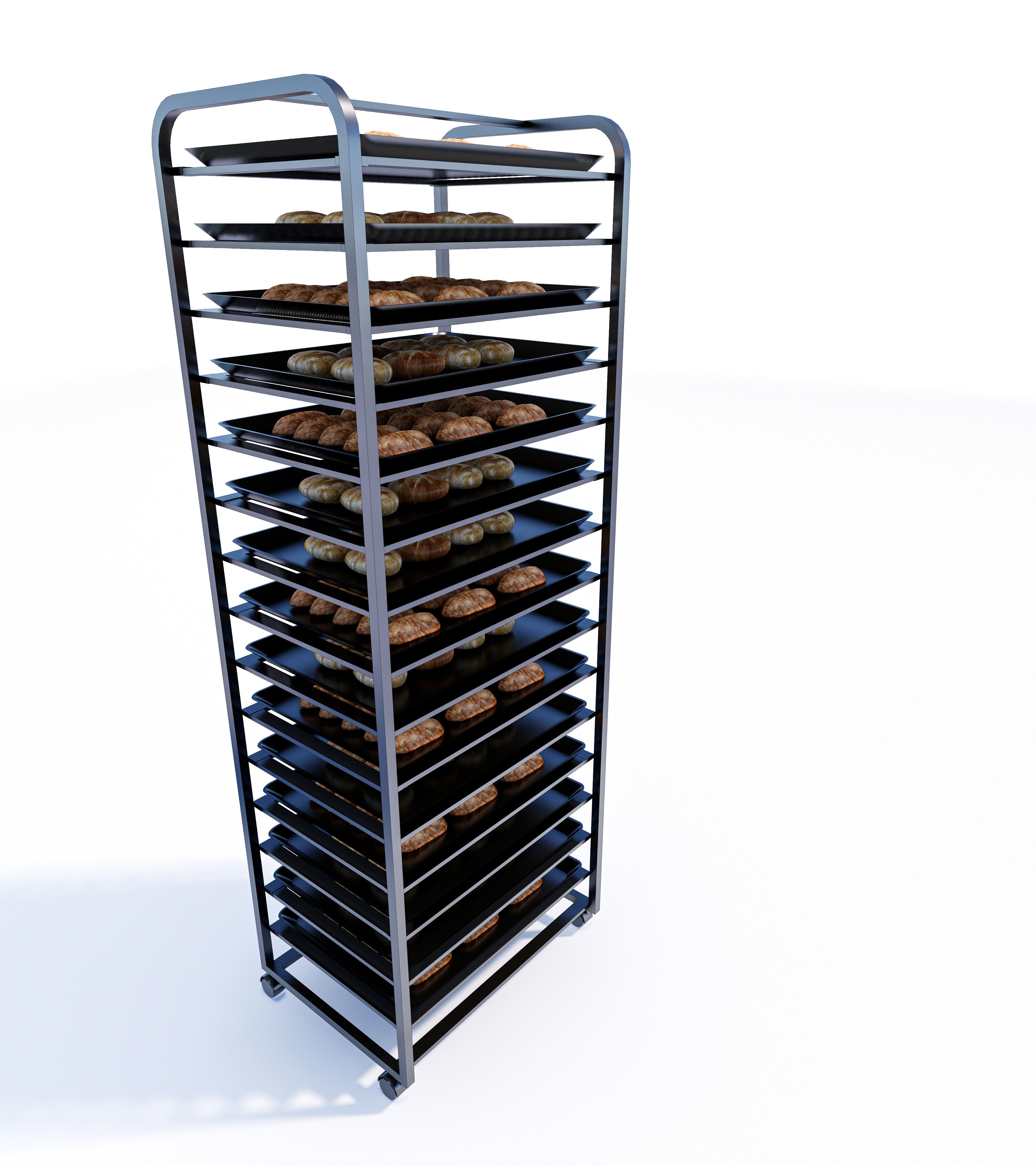 Bakery tray trolly 3D model_9