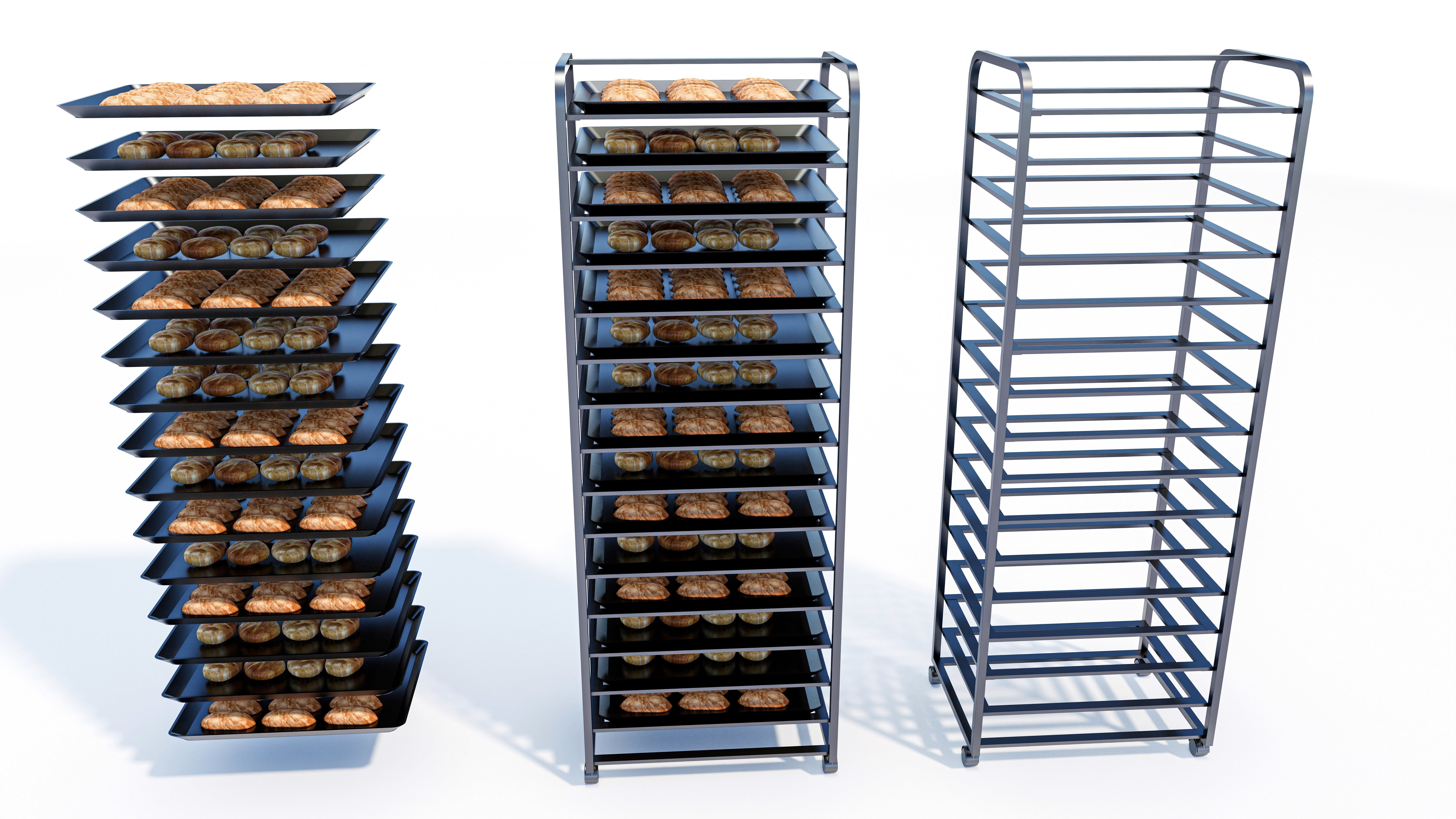 Bakery tray trolly 3D model_10