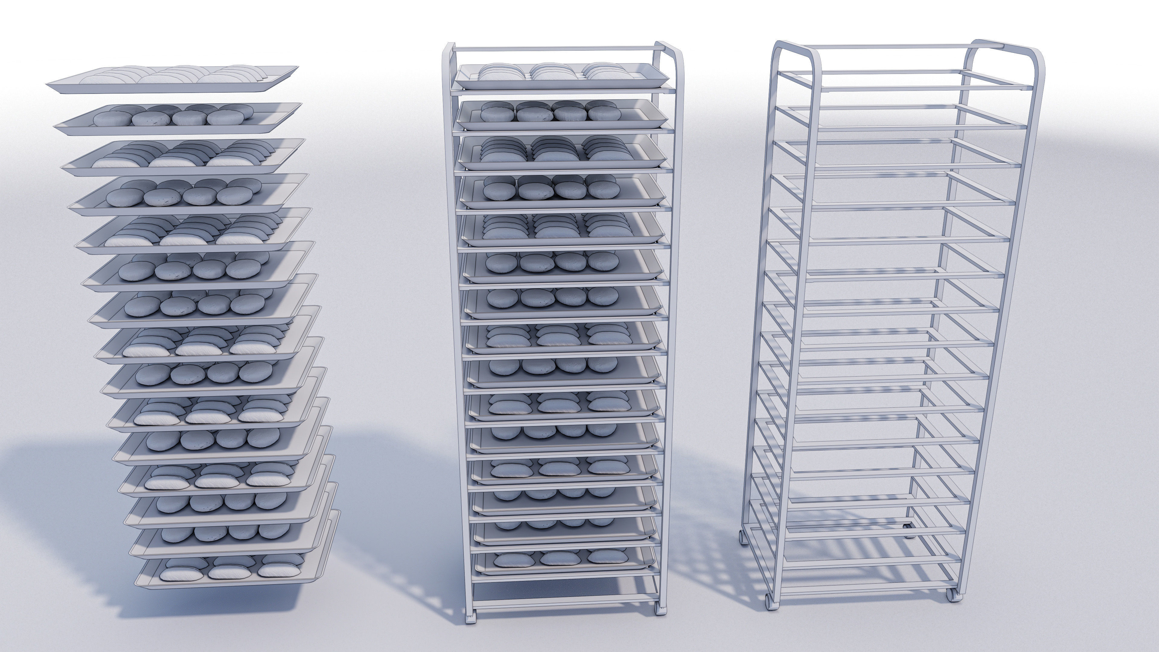 Bakery tray trolly 3D model_4